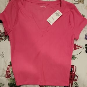 Hollister Women's Vibrant Pink Short Sleeve Tee